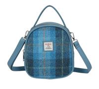 Love EMVY Signature Tweed Collection Mini 3-in-1 Backpack/Crossbody/Grab Bag - Crafted in Genuine Harris Tweed Wool Fabric with Faux Leather Trim - 21 × 18 × 8 cm (Blue Multi)