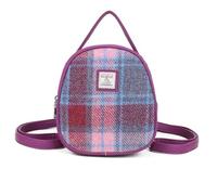 Love EMVY Signature Tweed Collection Mini 3-in-1 Backpack/Crossbody/Grab Bag - Crafted in Genuine Harris Tweed Wool Fabric with Faux Leather Trim - 21 × 18 × 8 cm (Pink)