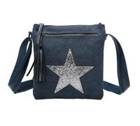 Love EMVY Staremvy Collection - Metallic Star Canvas Crossbody Bag with Tassel - Adjustable Strap, Front Zip Pocket & Organised Interior - 23 × 25 × 8 cm (Oxford Blue)