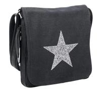 Love EMVY Staremvy Glitter Star Canvas Flapover Satchel - one size - canvas - black