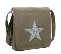 Love EMVY Staremvy Glitter Star Canvas Flapover Satchel - one size - Canvas - Olive