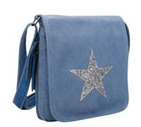 Love EMVY Staremvy Glitter Star Canvas Flapover Satchel - one size - canvas - Quay Blue