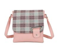 Love EMVY Tartan Crossbody Bag - Made with Genuine Harris Tweed, Adjustable Strap, Magnetic Flap & Zip Closure, Rear Pocket - Women’s Shoulder Bag (Pink Check)