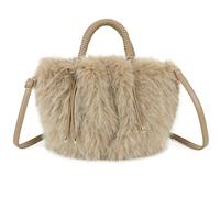 Love EMVY Teddy Grab Shoulder Bag with Silver Sparkle - Almond