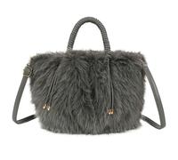 Love EMVY Teddy Grab Shoulder Bag with Silver Sparkle - Dark Grey