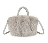 Love EMVY Teddy Grab Shoulder Bag with Silver Sparkle - Light Grey