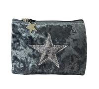 Love EMVY Velvet Star Coin Purse with Sparkly Star & Star Zip Pull - Blue