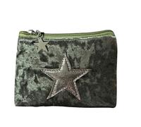 Love EMVY Velvet Star Coin Purse with Sparkly Star & Star Zip Pull - Green