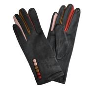 Love EMVY Vibrant Colourful Contrast Ladies Gloves With Button Detailing - Dark Grey