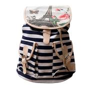 Love EMVY Womens Boho Canvas Backpack Floral Deer Elephant Paris Aztec Bicycle Print Drawstring Rucksack Travel School College Bag (Paris)