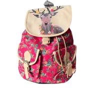 Love EMVY Womens Boho Canvas Backpack Floral Deer Elephant Paris Aztec Bicycle Print Drawstring Rucksack Travel School College Bag (Deer)