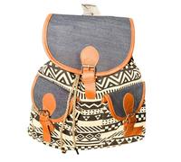 Lorenz Boho Canvas Backpack Womens Drawstring Rucksack - Aztec
