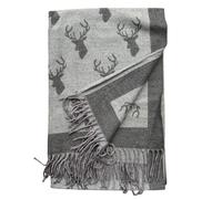 Love EMVY Women's Enchanted Stag Cashmere Blend Blanket Pashmina Scarf in Grey Love EMVY Grey One Size