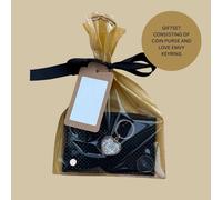 Love EMVY Women's Gift Set - Sparkly Polka Dot Purse & Diamante Heart Keyring in Black Love EMVY Black One Size