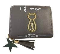 Love EMVY Women's I Love My Cat Faux Leather Small Concertina Purse in Dark Grey Love EMVY Dark Grey One Size