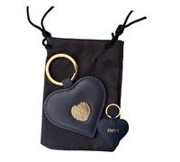 Love EMVY Women's Signature Heart Collection Leather Keyring with Gift Dust Bag in Navy | Size: Small Love EMVY Navy Small