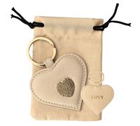 Love EMVY Women's Signature Heart Collection Leather Keyring with Gift Dust Bag in Stone | Size: Small Love EMVY Stone Small