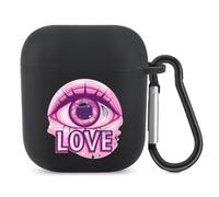 Love Evil Eye Bluetooth Headset Cover Earbuds Case TPU Headphone Protective Compatible with Airpods 1/2 Black-Color