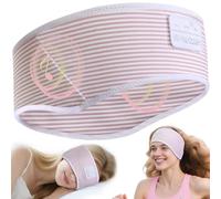 LOVE EYE Sleep Headphones Headband, Soft Skin-Friendly Sleep Mask with Ultra-Thin HD Stereo Bluetooth Speakers, Wireless Music Headband for Sleeping, Travel & Yoga, Pink Striped Design