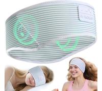 LOVE EYE Sleep Headphones Headband, Striped Soft Skin-Friendly, Sleep Mask with Thin HD HiFi Bluetooth Speakers, Wireless Music Headband Headphones for Men Women Teens Relax Travel Yoga (Green)