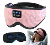 LOVE EYE Sleep Mask Headphones, 3D Eye Mask with Bluetooth Headphones, Light Blocking Mask with Breathable Mesh Design for Women & Men, Sleep Headphone for Travel, Night Shifts, Office (Pink)