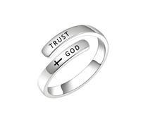 Love & Faith Adjustable Christian Inspirational Ring, Cross Wrap Ring for Women, Faith Blessed Hope Love Encouragement Pray Ring Gift for Graduation Party，Trust God