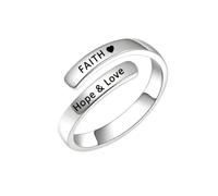 Love & Faith Adjustable Christian Inspirational Ring, Cross Wrap Ring for Women, Faith Blessed Hope Love Encouragement Pray Ring Gift for Graduation Party，Faith Hope & Love
