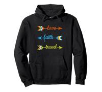 Love Faith Travel - Colorful Arrows Inspirational Journey Pullover Hoodie