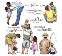 Love Father's Day Dies and Stamp Sets for Card Making DIY Scrapbooking Happy Father's Day,My Father My Hero Words Transparent Silicone Seal Stamping Stamps for Paper Crafting Metal Die Cuts Template