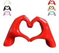 Love Finger Modern Statue, Heart Shaped Hand Ornament Living Room Decoration Bohemian Wedding Decoration Shelf Sculpture Home Decor for Wedding Gift Valentines Day Gifts (red)