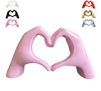 Love Finger Modern Statue, Heart Shaped Hand Ornament Living Room Decoration Bohemian Wedding Decoration Shelf Sculpture Home Decor for Wedding Gift Valentines Day Gifts (pink)