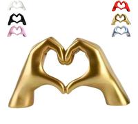 Love Finger Modern Statue, Heart Shaped Hand Ornament Living Room Decoration Bohemian Wedding Decoration Shelf Sculpture Home Decor for Wedding Gift Valentines Day Gifts (yellow)