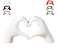 Love Finger Modern Statue, Heart Shaped Hand Ornament Living Room Decoration Bohemian Wedding Decoration Shelf Sculpture Home Decor for Wedding Gift Valentines Day Gifts (white)