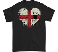 Love Flag England English Football Rugby Mens T-Shirt 100% Cotton Black 2XL