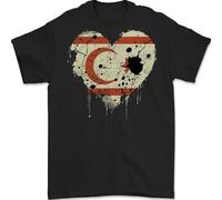 Love Flag Turkish Republic of Northern Cyprus Mens T-Shirt 100% Cotton Black XL
