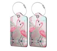 Love Flamingo 4 PCS Business Travel PU Leather Label Suitable for Handbags/Backpacks/Luggage