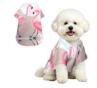Love Flamingo Breathable Hawaiian Dog Shirt Summer Button Up Top for Small Medium Dogs XL