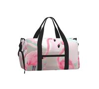 Love Flamingo Duffel Bag with Shoe Compartment - Lightweight Water-Resistant Holdall Gym Bag with Built-in Wet and Dry Separation Pouch