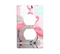 Love Flamingo Duplex Receptacle Outlet Wall Plate, Standard Size 1-Gang, Polycarbonate Thermoplastic.