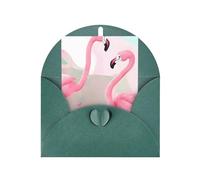 Love Flamingo Greeting Card, 4x6 Inches, Heart-Shaped Envelope Packaging, #Suitable For All Occasions.