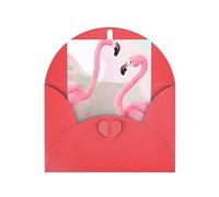 Love Flamingo Greeting Card, 4x6 Inches, Heart-Shaped Envelope Packaging, &Suitable For All Occasions.