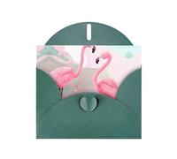 Love Flamingo patterns Dark Green Pearlescent Paper Holiday Cards 6x4 Inches - With Envelopes for Birthdays, Weddings, and Condolences