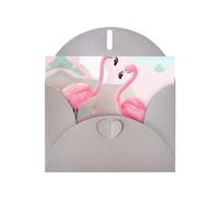 Love Flamingo patterns Gray Pearlescent Paper Holiday Cards 6x4 Inches - With Envelopes for Birthdays, Weddings, and Condolences