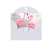 Love Flamingo patterns White Pearlescent Paper Holiday Cards 6x4 Inches - With Envelopes for Birthdays, Weddings, and Condolences