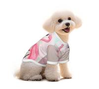 Love Flamingo Print Pure Cotton Pet T-Shirt, Dogs & Cats Comfy Tee Vest, for Small Medium Summer Winter Clothes