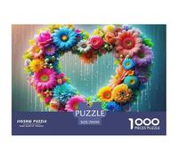 Love Flowers 1000 Pc Adult Jigsaws - Flower Heart Drop Impossible Hard Difficult Challenging Game for Wall Decoration And Gifts70x50cm/1000pcs