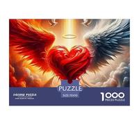 Love Flowers 1000 Piece for Adults & Kids: Red Heart between Fiery Wings Fun Present & Activity for Home & Wall Decor 70x50cm/1000pcs