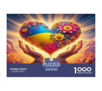 Love Flowers 1000 Piece Jigsaw Puzzles Fun Challenging Modern Heart-shaped Flower Cluster Classic Educational Games for The Whole Gifts for Adults And Kids Age 70x50cm/1000pcs