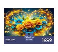 Love Flowers 1000 Piece Jigsaw Puzzles Fun Challenging Modern Heart-shaped Flower Cluster Classic Educational Games for The Whole Gifts Suitable for Children & People Aged 14+ 52x38cm/1000pcs