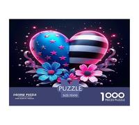 Love Flowers 1000 Piece Jigsaw Puzzles Fun Challenging Modern Heart-shaped Flower Cluster Educational Game for The Whole Gifts for Adults And Kids Age 70x50cm/1000pcs